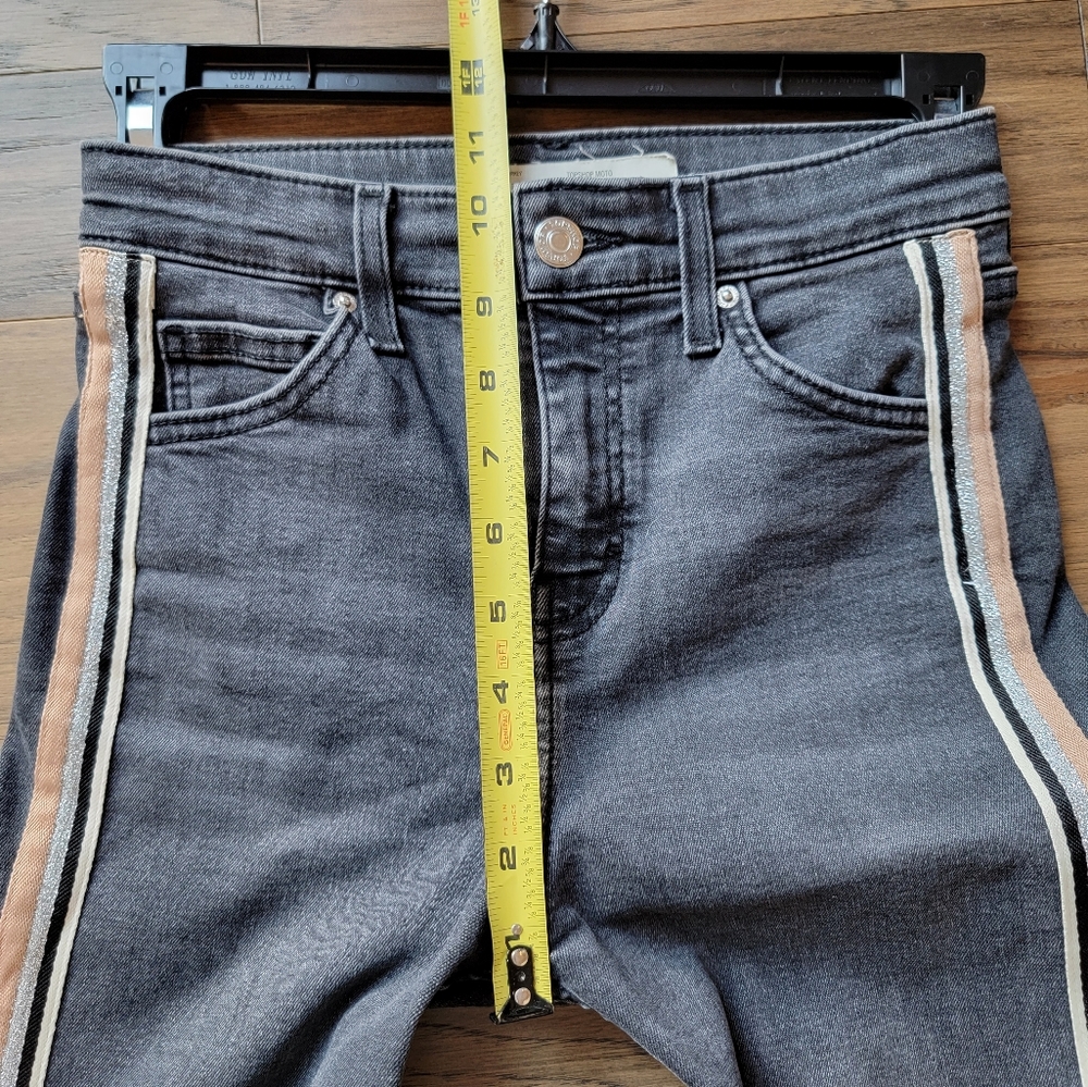 Topshop Moto Jamie Black Wash Side Stripe High Rise Jeans size 26 - Picture 6 of 13